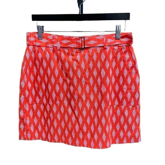 Banana Republic Red & White Geometric Linen Blend Mini Skirt Size Small NWT - Picture 1 of 5